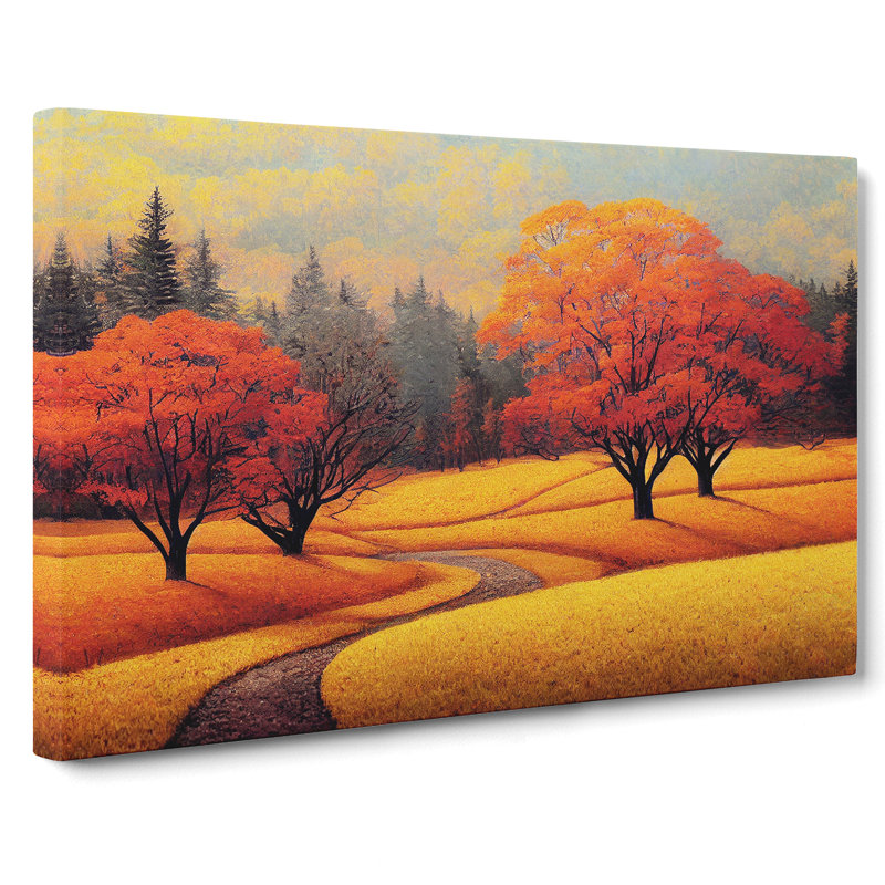 View Of An Autumn Forest Vol.2 - Wrapped Canvas Painting, 35cm H x 50cm W x 3cm D