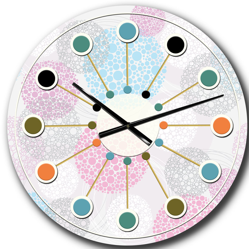 Horloge murale circulaire rétro rétro géométrique III - Mid-Century moderne, Grand