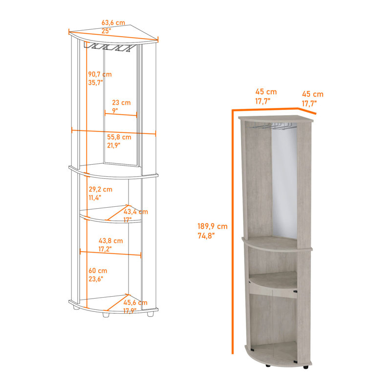 Bar en béton gris avec 3 tablettes et deux portes de rangement intrigantes pour la maison