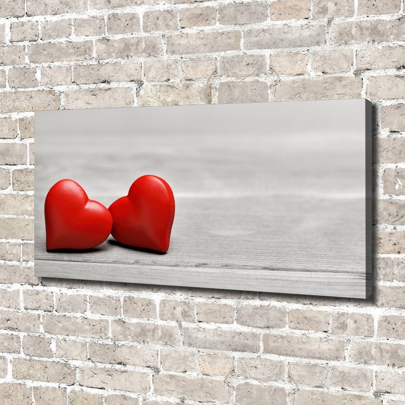 Hearts On The Wood - Wrapped Canvas Print