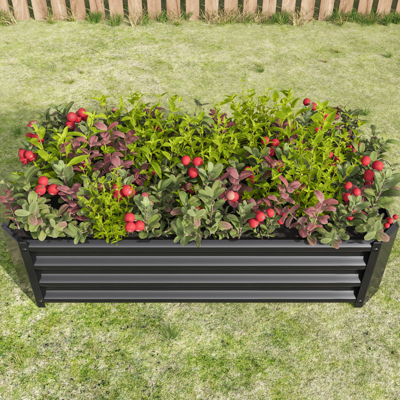 Rectangle Metal Raised Planter 421Ft For Plants And Flowers, Black, Stable & Long - Lasting Black Material, Rust, Black