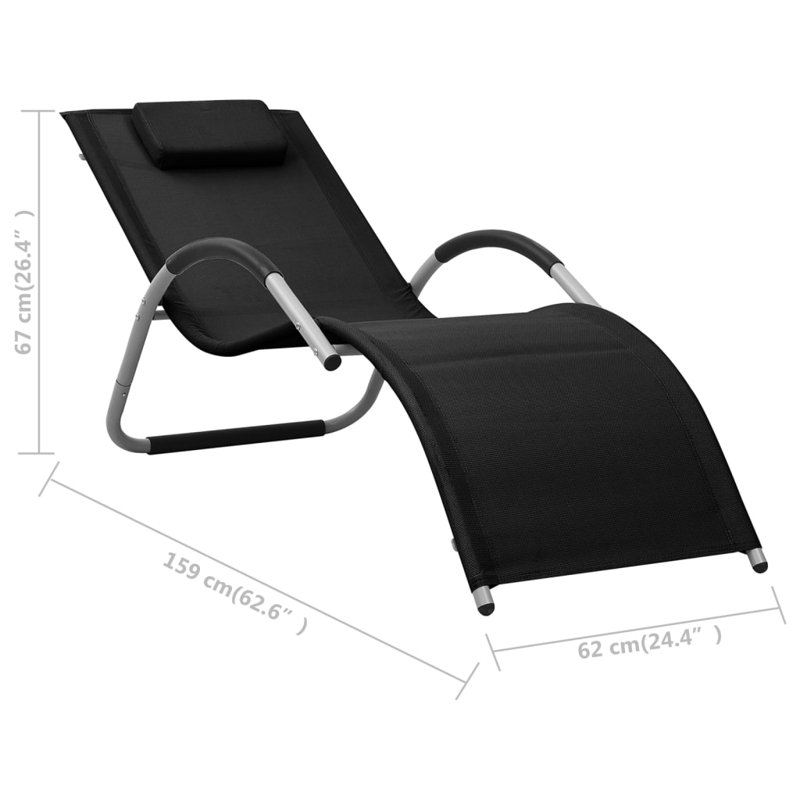 Ardis Reclining Deck Chair, Black