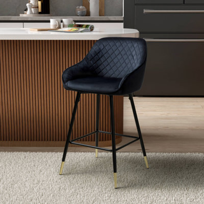 Adedeji Upholstered Counter Stool with Metal Frame
