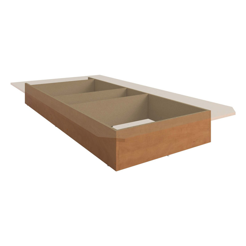 Lit plateforme Suad - Assemblage facile, aucun sommier requis, Lit simple, Orange