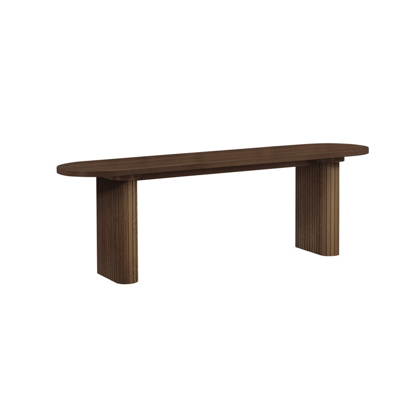 Axel Oval Fluted Dining Table With 2 Fabric Chairs 1 Bench, Dark Brown, Gray/Brown, Dark Brown