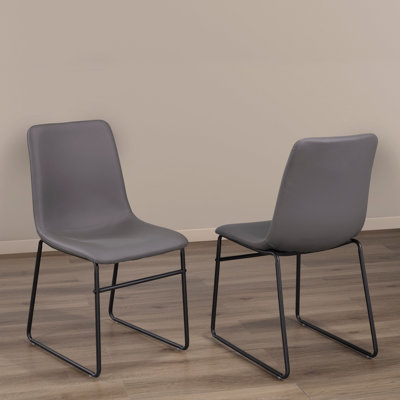 Chaise parsons en cuir et acier gris
