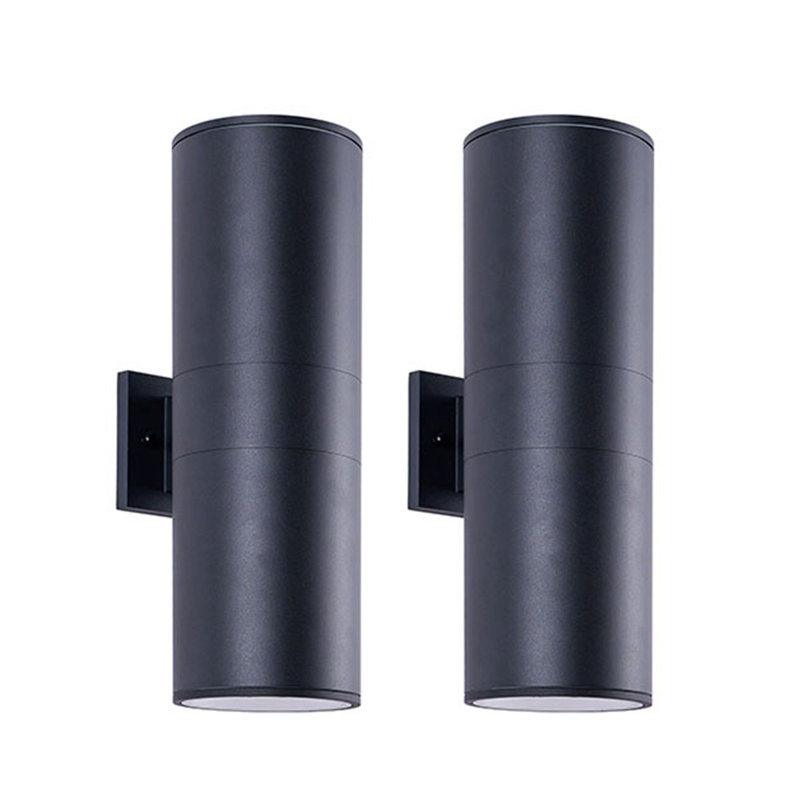 Outdoor Wall Lights Matte Black Up & Down Square Wall Sconces (E26 Base, Bulb Not Included), 2, 18"