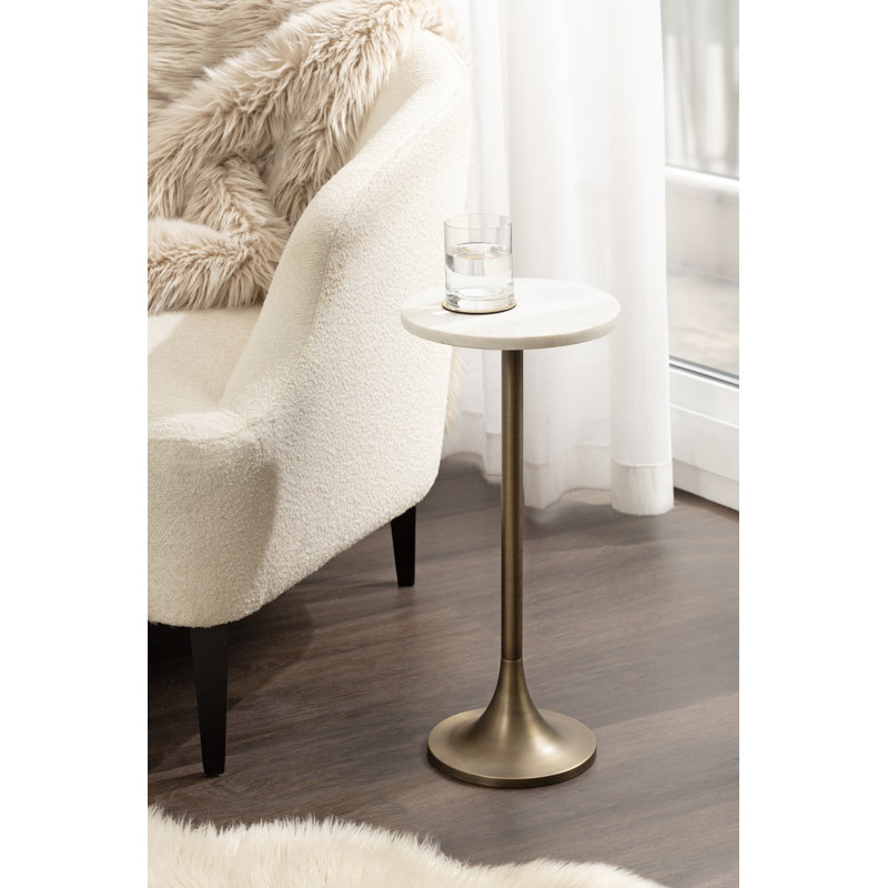 Table basse Baronet, H 22 po x l 10 po x P 10 po, Blanc, Doré