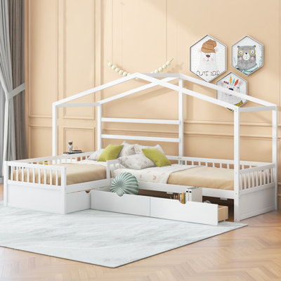 Lit plateforme House avec trois tiroirs de rangement