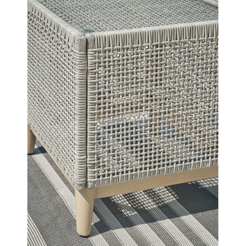Breshae Square Glass Outdoor Side Table