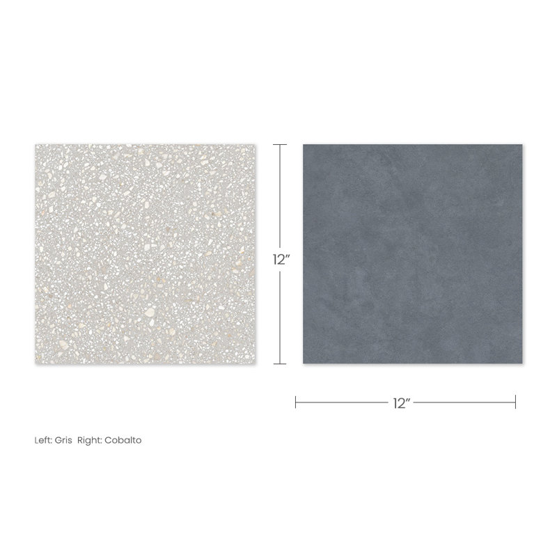 Lithos 12X12 Checkerboard Gris And Cobalto, Gris/Cobalto
