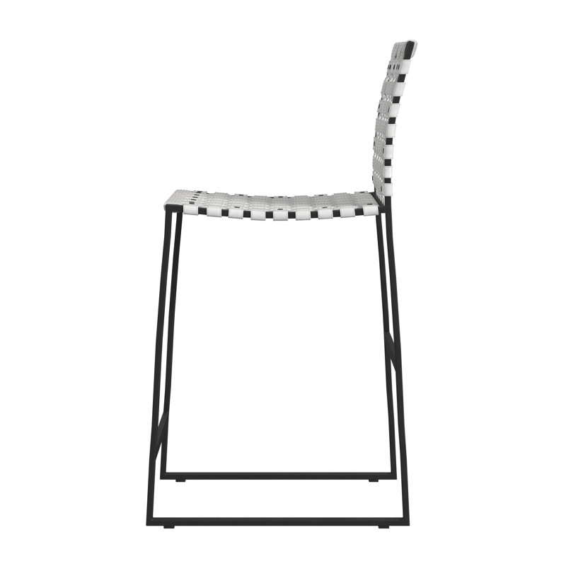 Butler Urban Brown Woven Leather Bar Stool, White/Black, Counter Stool (25" Seat Height)