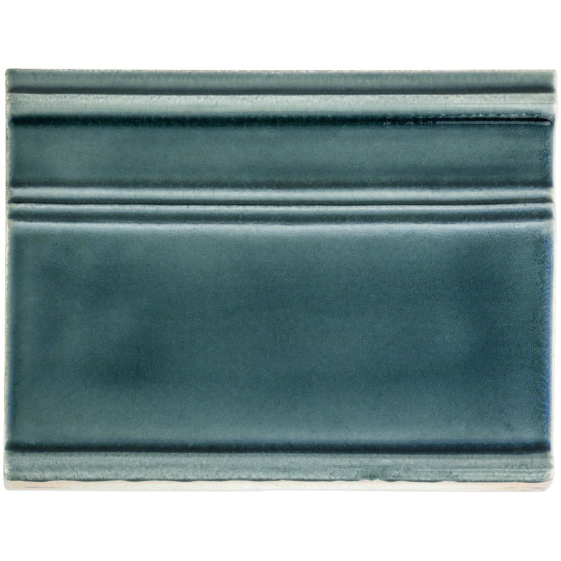 Nabi 6x8 Crackled Glossy Glass Base Molding Liner, Deep Emerarld Green
