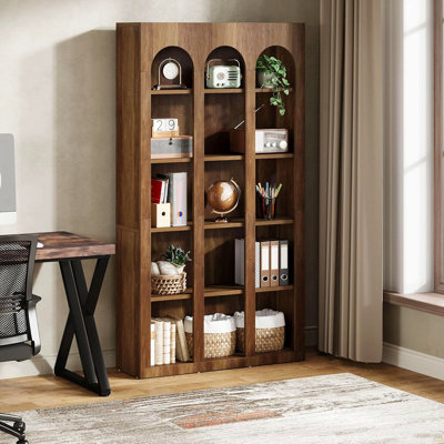 Bibliothèque rustique 70,87 "à 5 niveaux pour salon, bureau, chambre à coucher