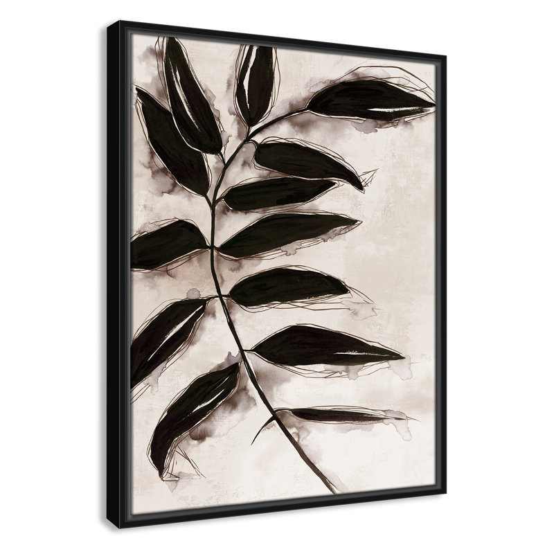 Feuilles II - Toile à cadre flottant, Cadre noir, H 25,5 po x l 19,5 po x P 2 po