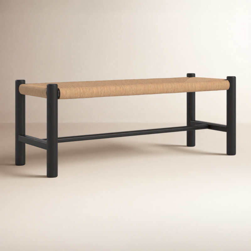 HAWTHORN BENCH LARGE BLACK, Black, 18" H x 60" W x 17" D