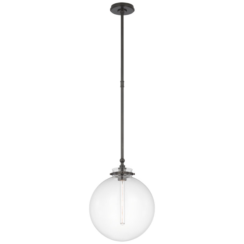 Parkington 1 - Light Pendant, Antique-Burnished Brass, Clear Glass, 17.75" H x 14" W x 14" D