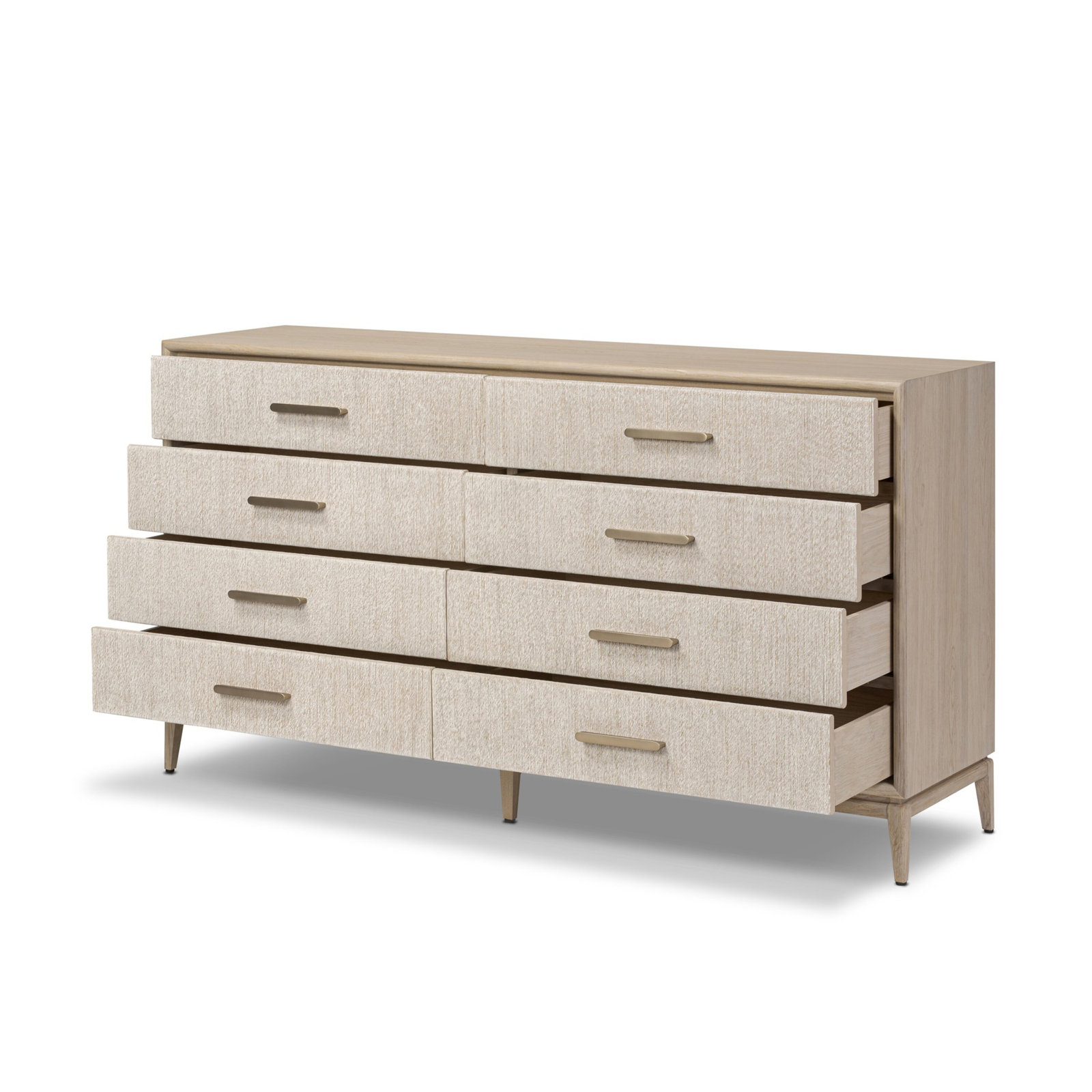 70" Oak 8-Drawer Dresser, Natural Oak Veneer