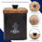 Farmhouse Black Enamelware Canisters (Set Of 3); Storage Containers For Coffee, Tea And Sugar In Black Enamel And Wood Design