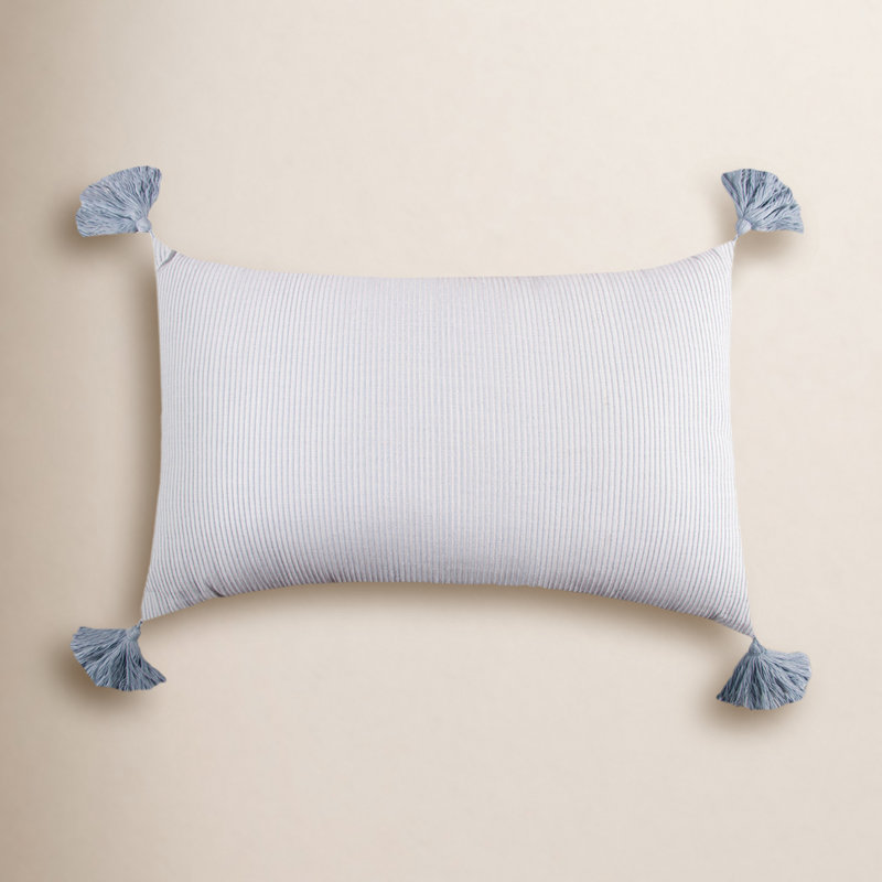 Fairlee Cotton Striped Lumbar Pillow, Blue