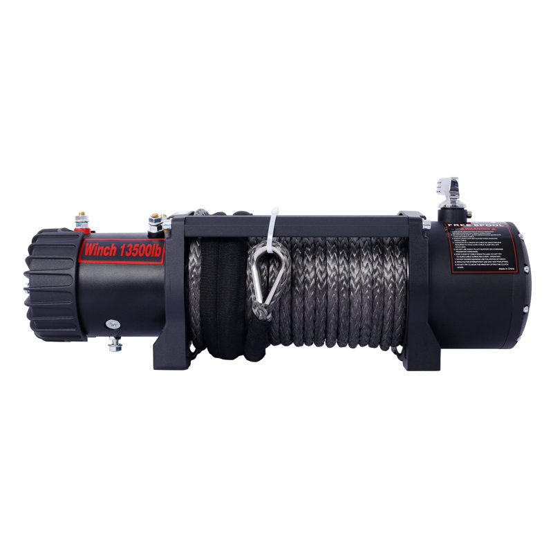 Treuil électrique 13 500 lb - Treuil de récupération en acier 12 V CC avec filoir en aluminium