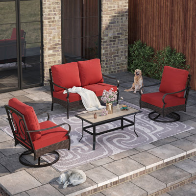 4-person Front Porch Furniture Set With Swivel Lounge Chairs