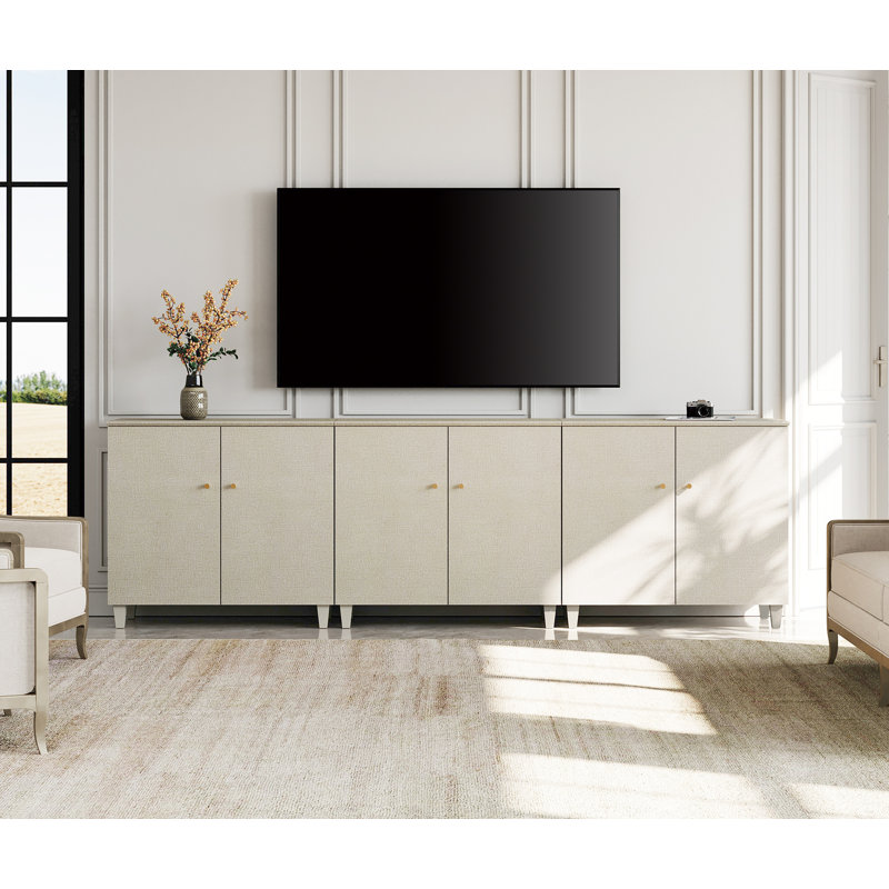 3-In-1 Wood TV Stand Cabinet For Tvs Up To 100+ Inches, 106", Beige Wood