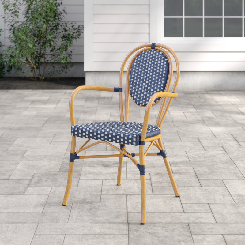 Chaise de salle à manger Pim, Bleu marine/blanc