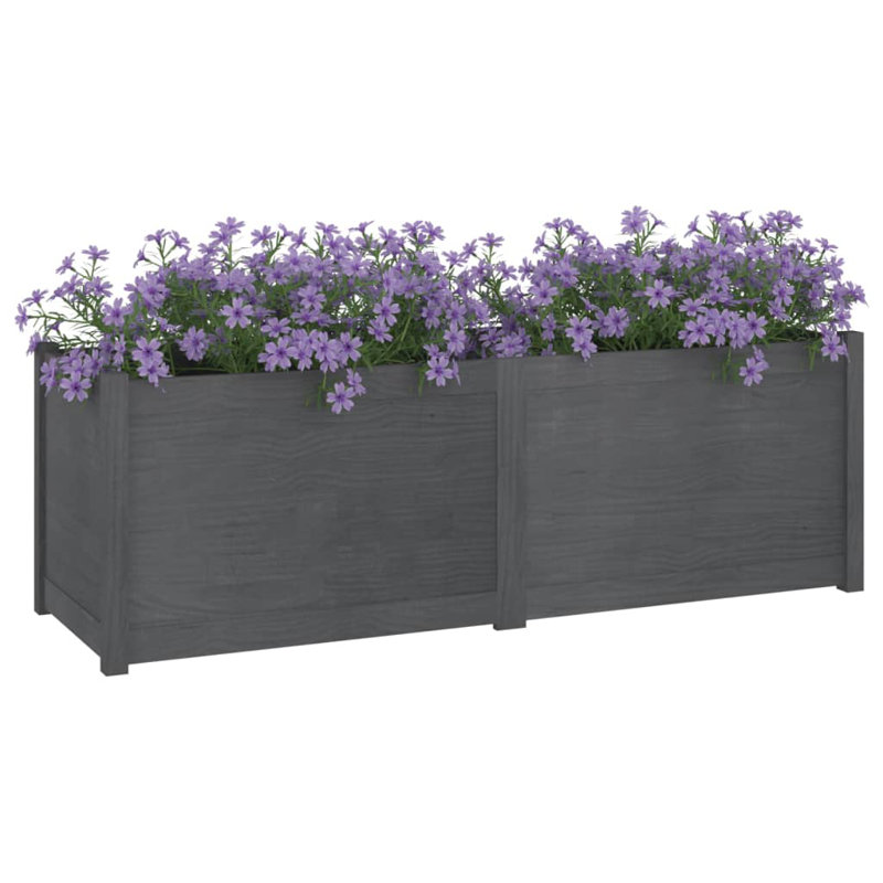 Olyve Wood Planter, Gray, 19.7" H x 59.1" W x 19.7" D