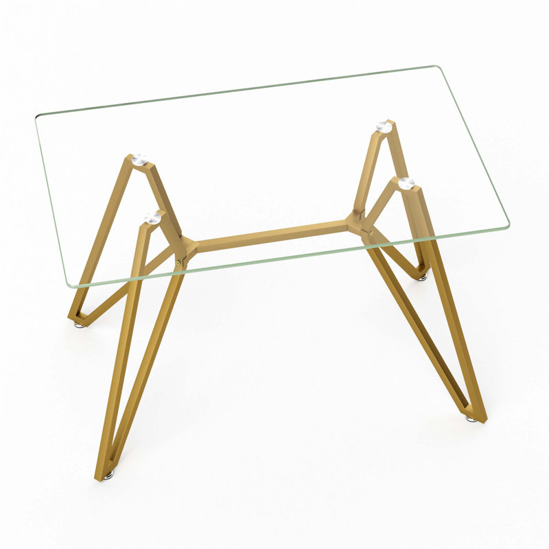 Glass Dining Table(Only Table), 30.3"H x 47.3"L x 29.5"W