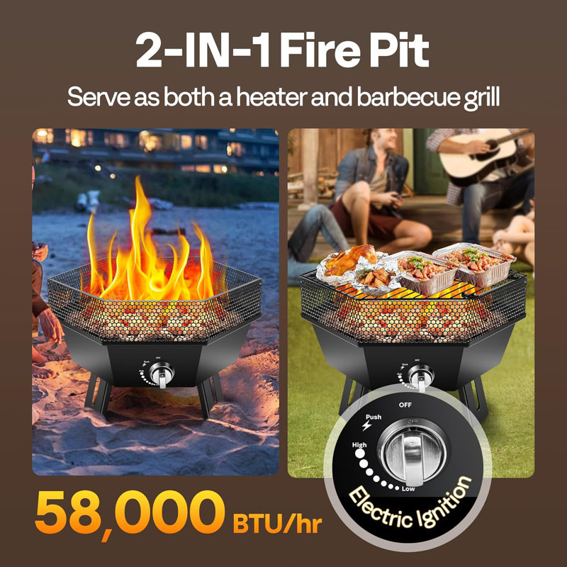24 In. 58,000 Btu Smokeless Propane Gas Outdoor Fire Pit With Carry Bag