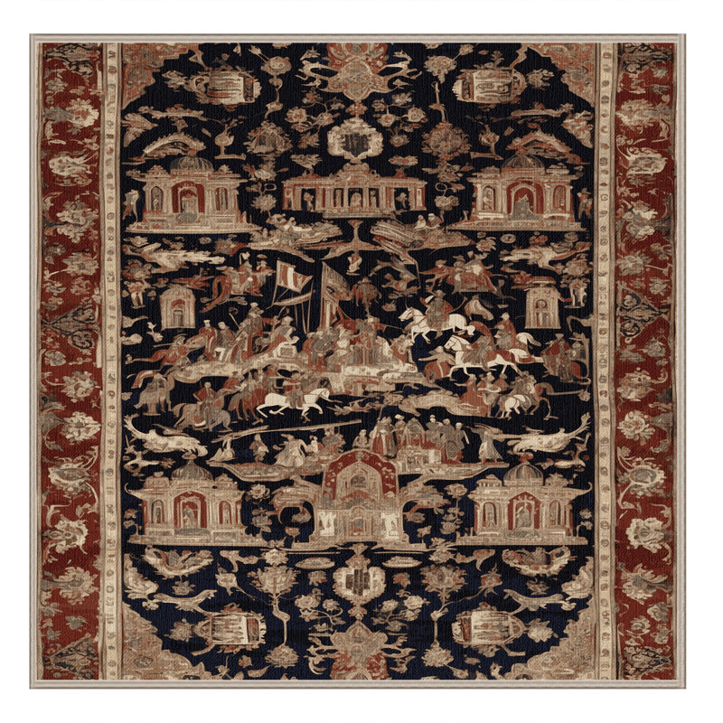 Machine Washable Persian Brown Area Rug, Square 6'