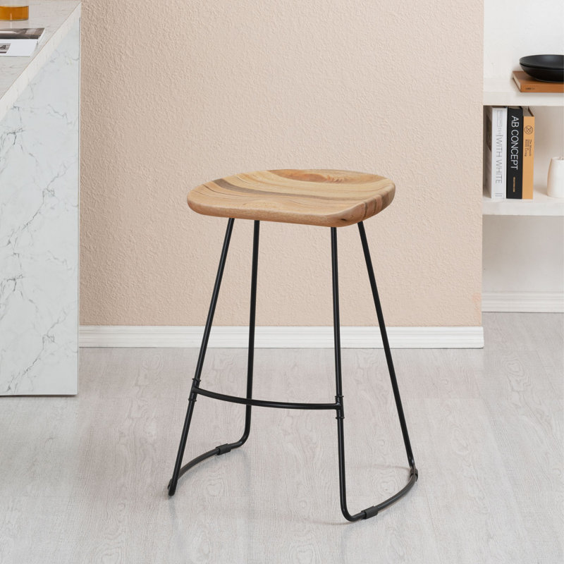 Alberts Solid Wood Counter Bar Stool, Natural, Counter Stool (26" Seat Height)