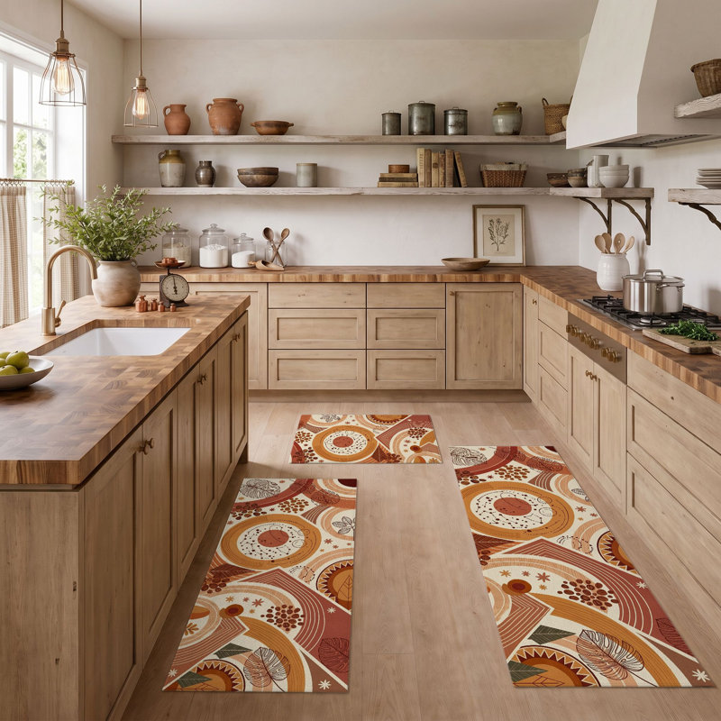 Boho Circular Non-Slip Washable Kitchen Mats