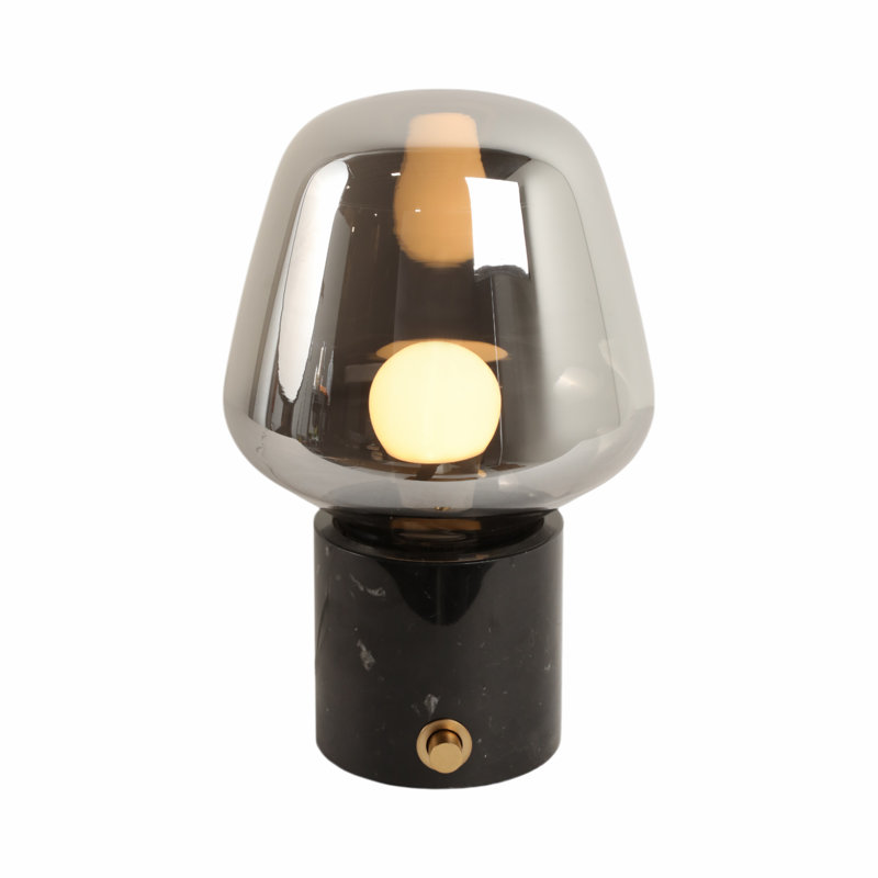 Brayden Studio® 12X8" Glass Shade On Marble Base With Switch, Black