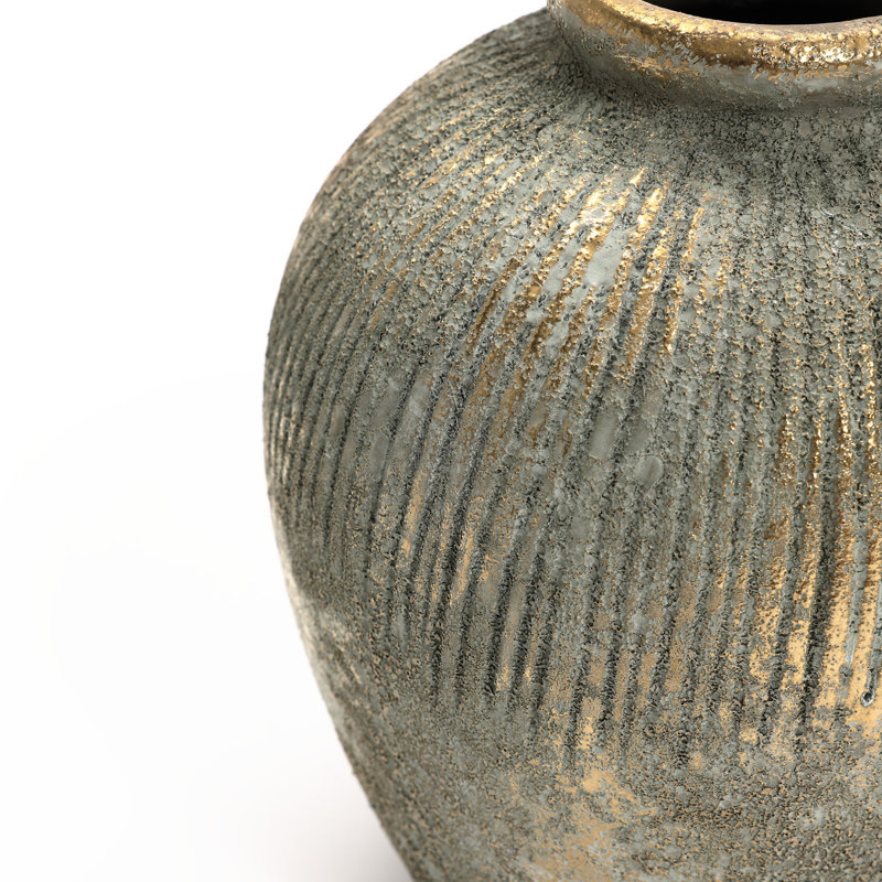 Rustic Gold and Brown Terracotta 8.7-Inch Tall Bud Vase