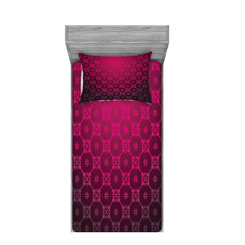 Ensemble de draps argyle à motif d’âge, Ensemble de draps pour lit simple avec 1 taie d'or