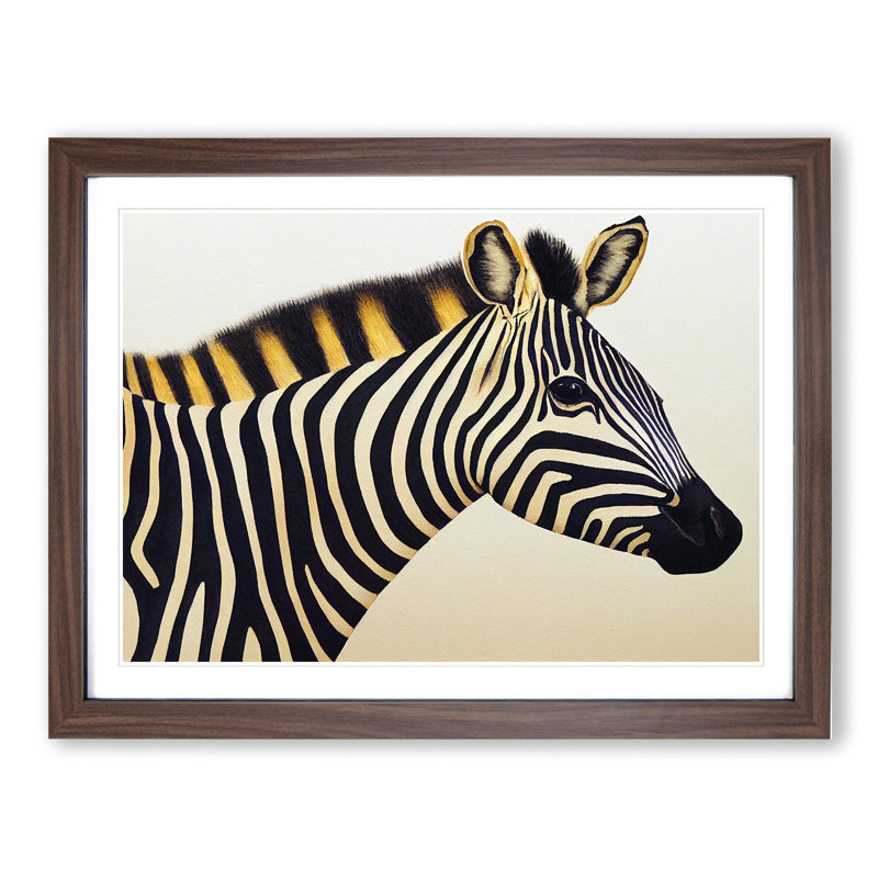 Zebra Vol.1 - Single Picture Frame Painting, 46cm H x 64cm W x 2cm D, Walnut