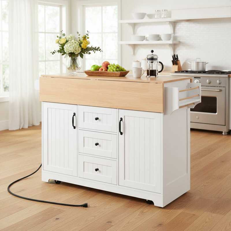 Table de salle à manger rectangulaire extensible avec 2 abattants pour 4, Blanc