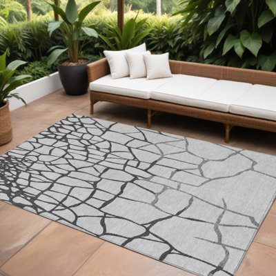 Tapis intérieur lavable abstrait gris et gris anthracite HomeRoots 9 pi x 12 pi
