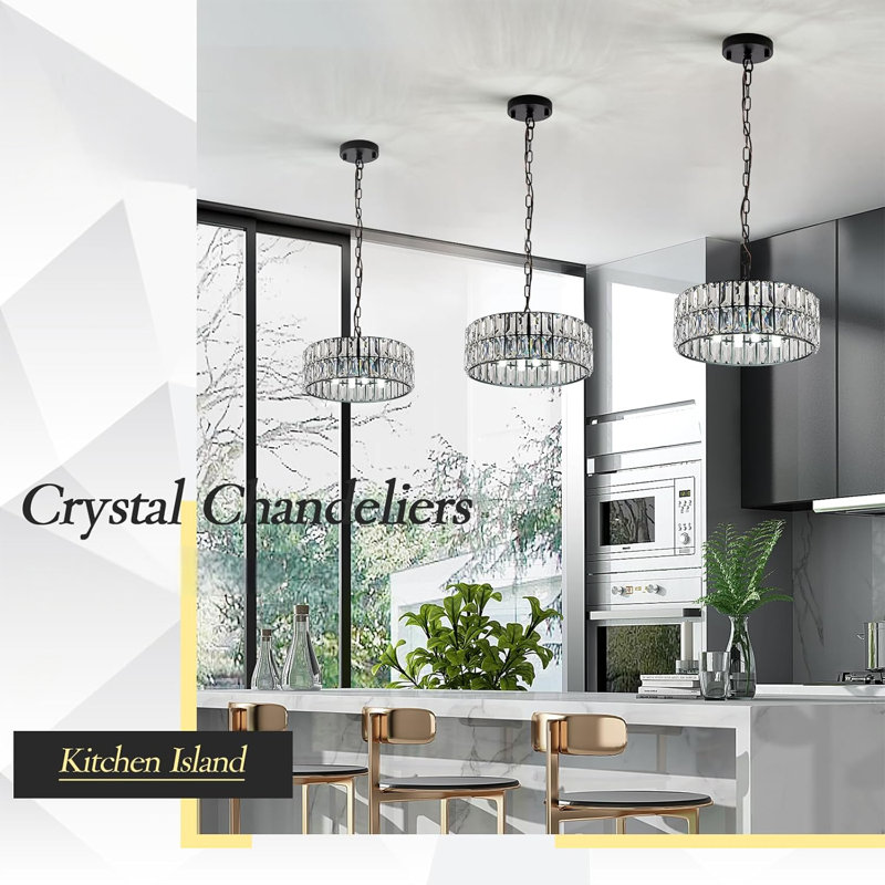 Petit plafonnier semi-encastré en cristal noir 4 lumières