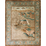 Vintage Scenic Pictorial Chinese Silk & Wool Hand Knotted Rug From China