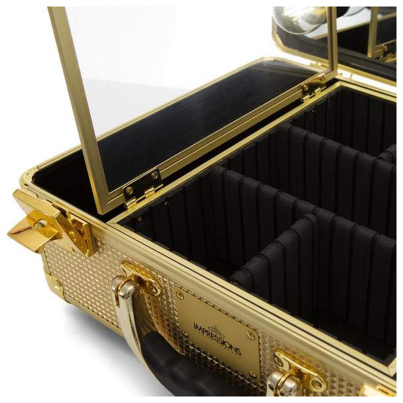 Miroir de coiffeuse avec lumières et base Cinderella, Champagne scintillant