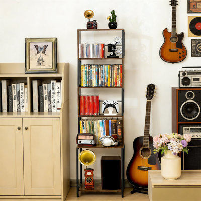 Wooden Adjustable CD & DVD Storage Tower Shelf For Media & Books