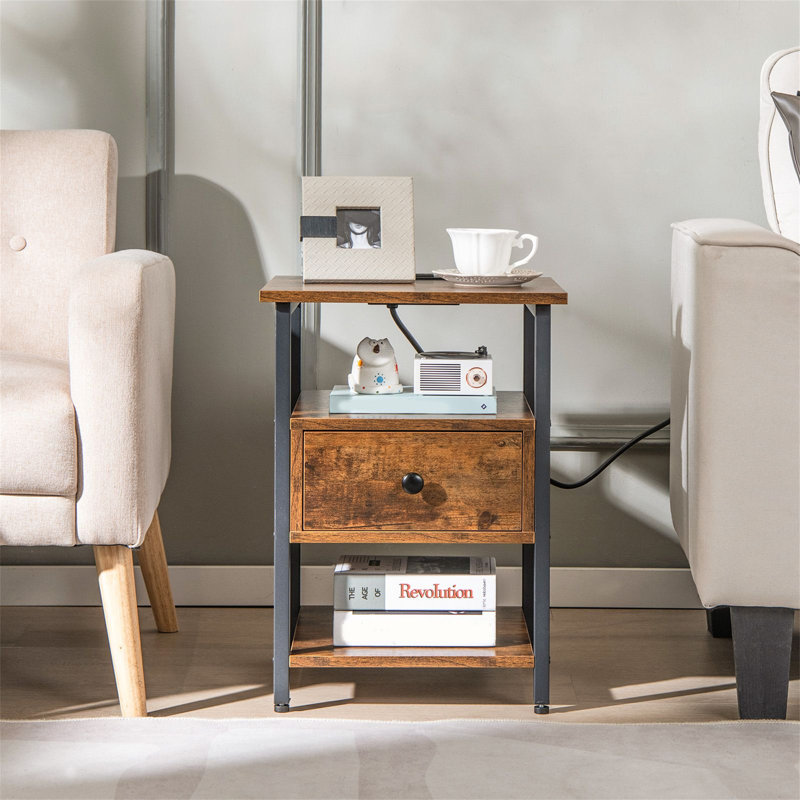40cm W Metal Bedside Table