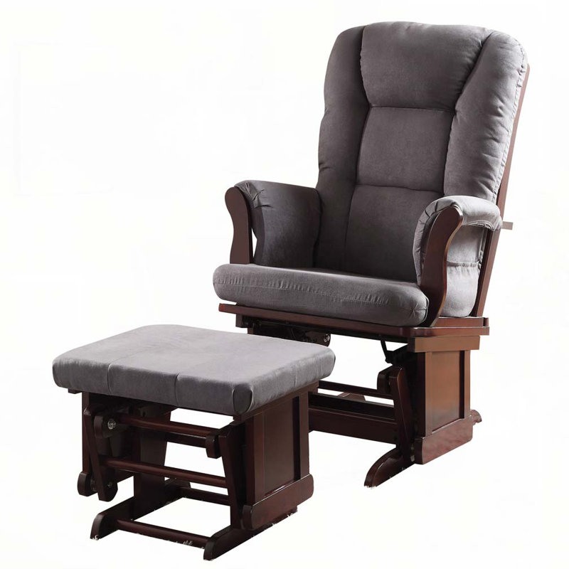 Fauteuil coulissant avec repose-pieds gris et cerise