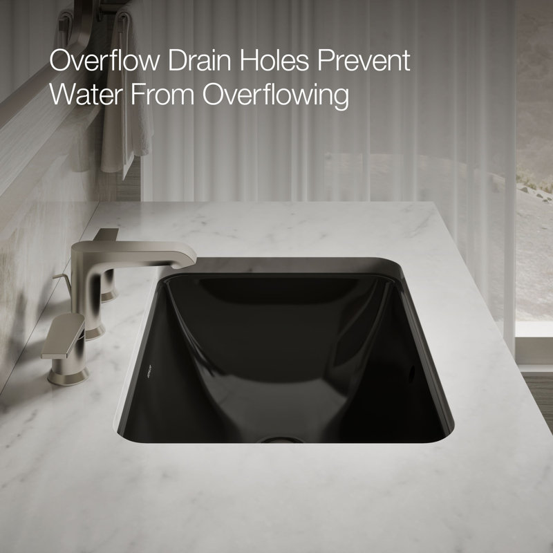 Caxton™ Kohler Rectangle 20-1/4" Undermount Bathroom Sink with Overflow, Black Black™