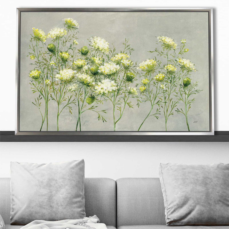 Queen Annes Lace - peinture, Cadre flottant argent, H 27,5 po x l 43,5 po x P 2 po
