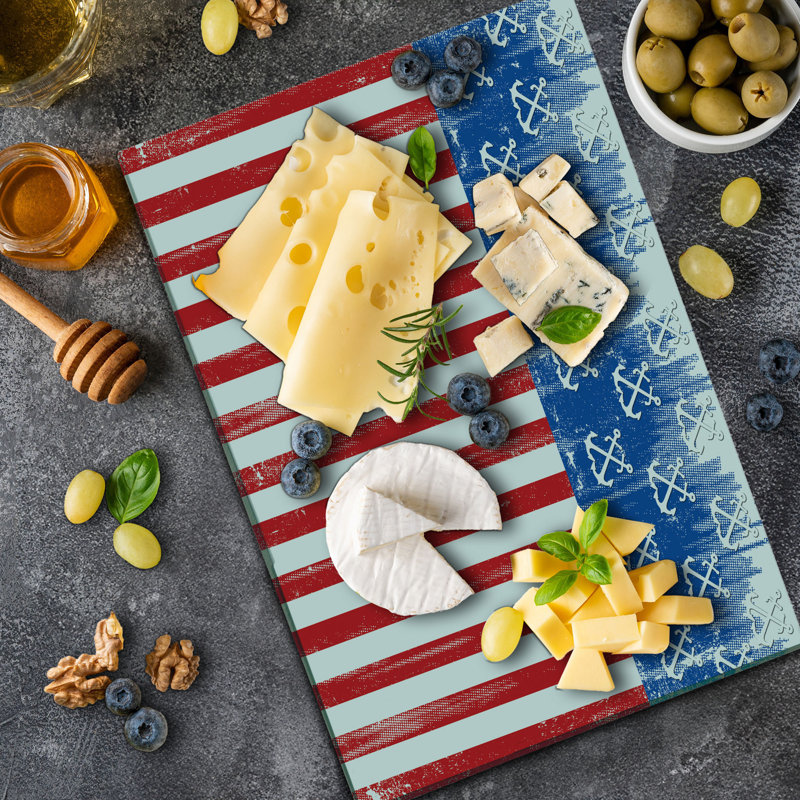 Planche à découper Ambesonne USA grand drapeau patriotique grunge vermillon bleu cobalt
