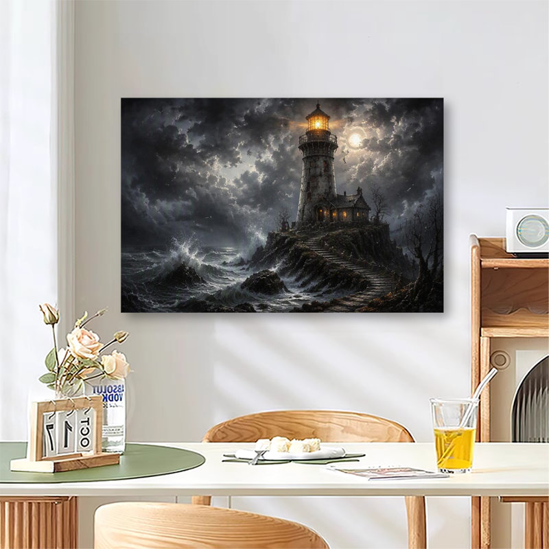 «Stormy Cliffside», art mural gothique nautique foncé, 20 x 24 po